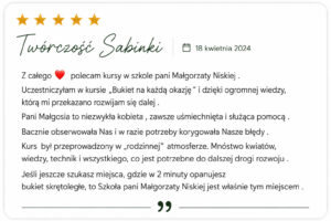opinia szkoła florystyczna małgorzaty Niskiej